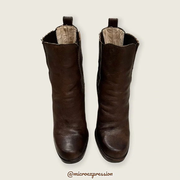 $379 Frye Donna Chelsea Dark Brown Leather Stretchy Gore Sexy Ankle Bootie Heels - Picture 5 of 13